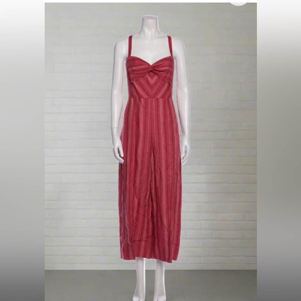 Rebecca Taylor Striped Linen Jumpsuit with Pockets